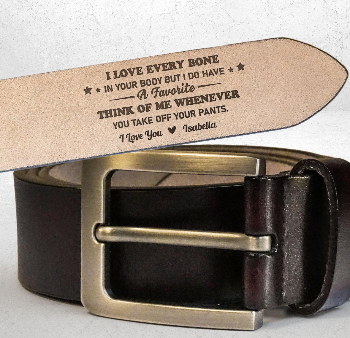 Personalised engraved belt