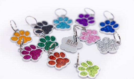 Glitter paw print tag