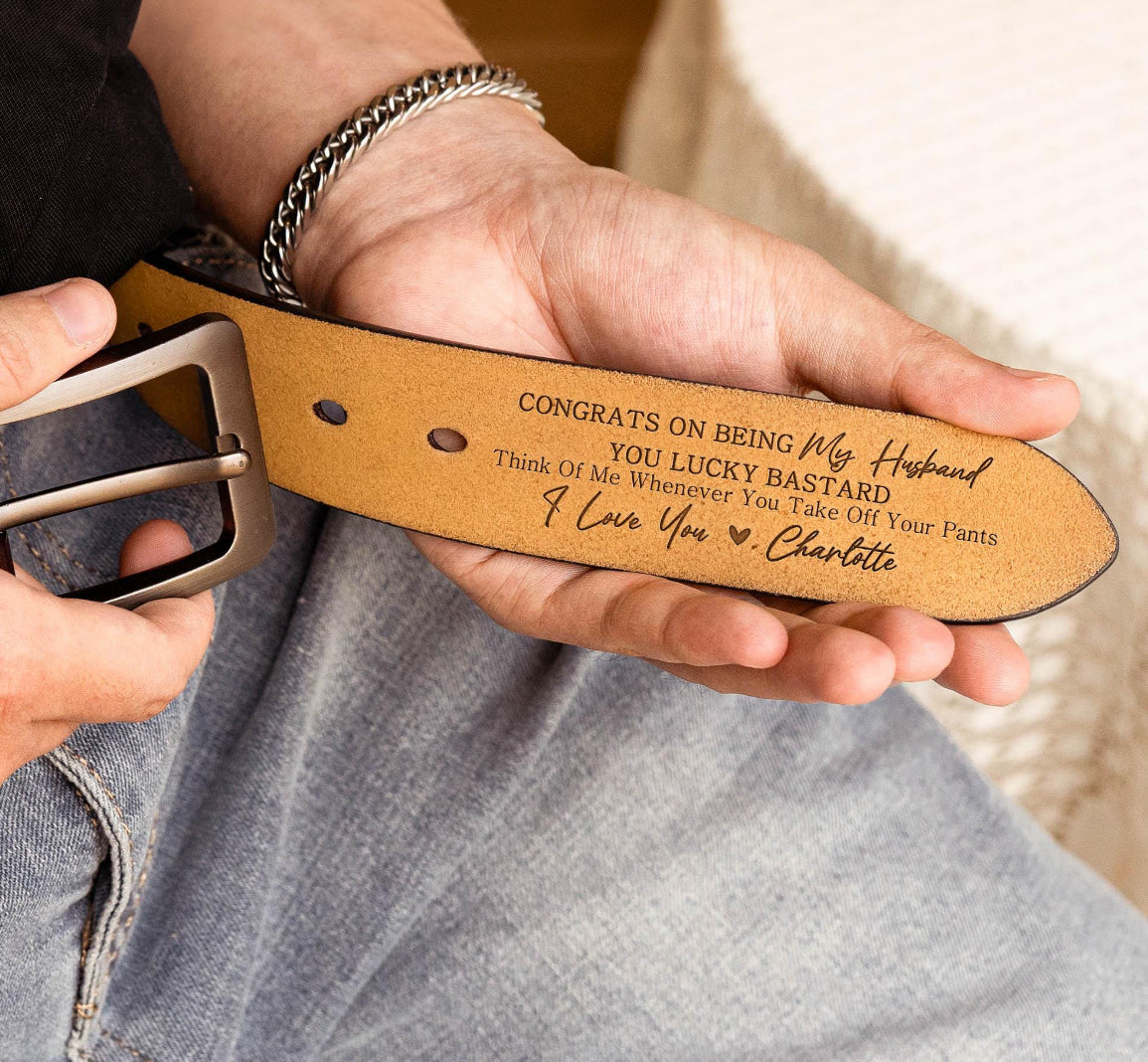 Personalised engraved belt