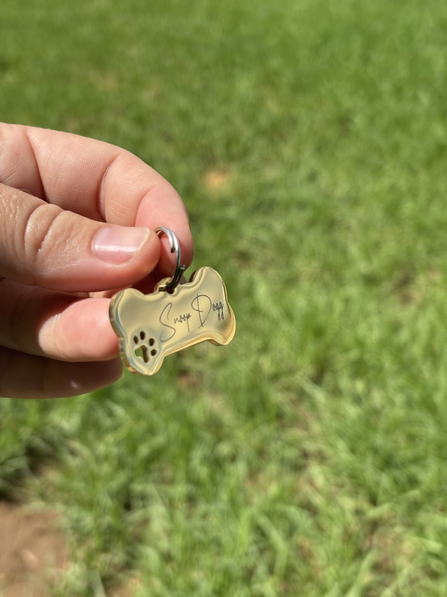 Paw print bone tag