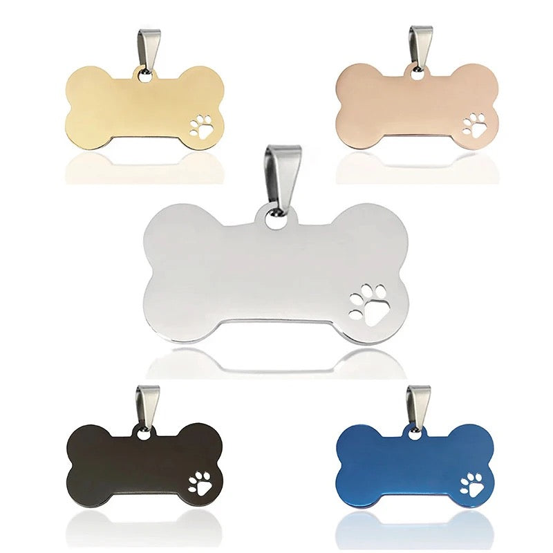 Paw print bone tag